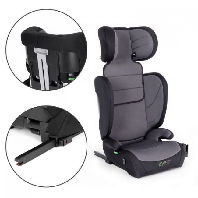 Scaun auto cu isofix ecotoys, grupa 100-150 cm, i-size, omologare r129/03 - gri edeedic026