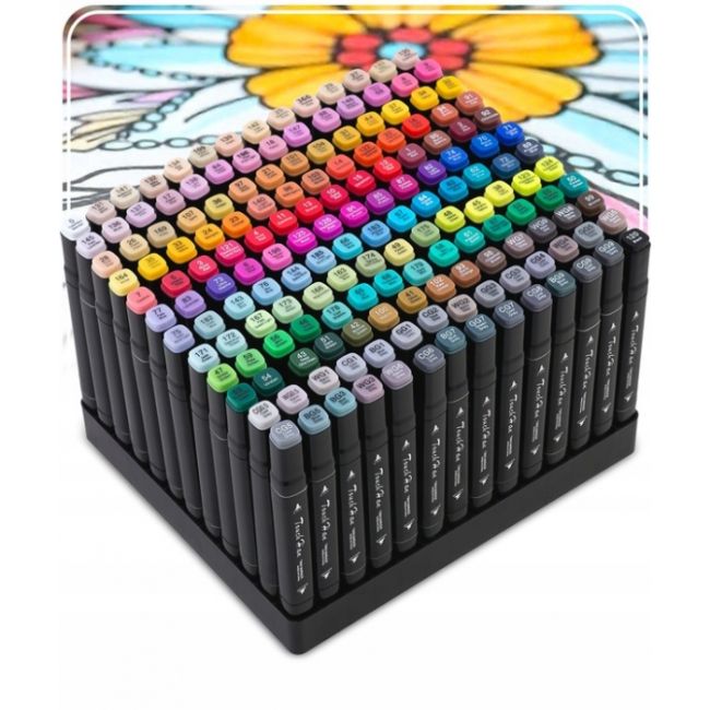 Set de 168 markere colorate cu alcool, varf dublu, nukido nk-914 edeedi791400