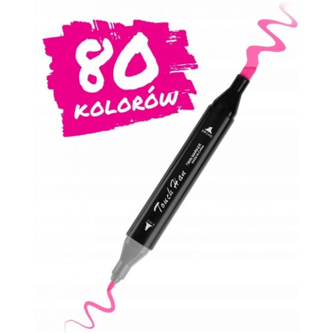 Set de 80 markere colorate cu alcool, varf dublu, nukido nk-912 edeedi791200