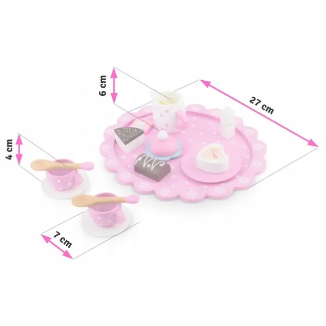 Set din lemn pentru servit ceaiul ricokids rk-869 - roz edeedi786900