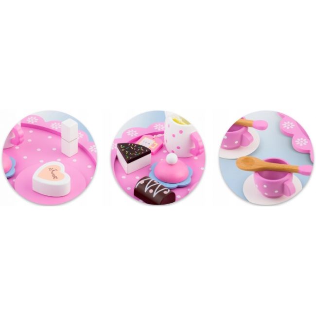 Set din lemn pentru servit ceaiul ricokids rk-869 - roz edeedi786900