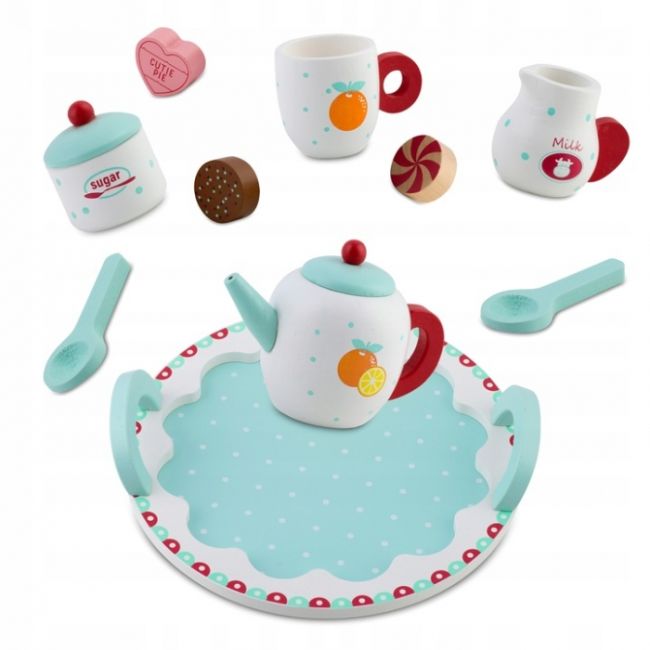 Set din lemn pentru servit ceaiul ricokids rk-869 - turcoaz edeedi786901