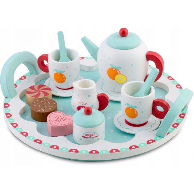 Set din lemn pentru servit ceaiul ricokids rk-869 - turcoaz edeedi786901