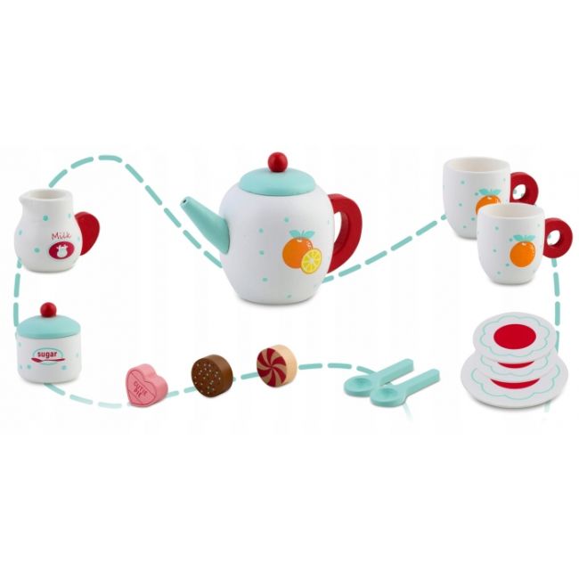 Set din lemn pentru servit ceaiul ricokids rk-869 - turcoaz edeedi786901
