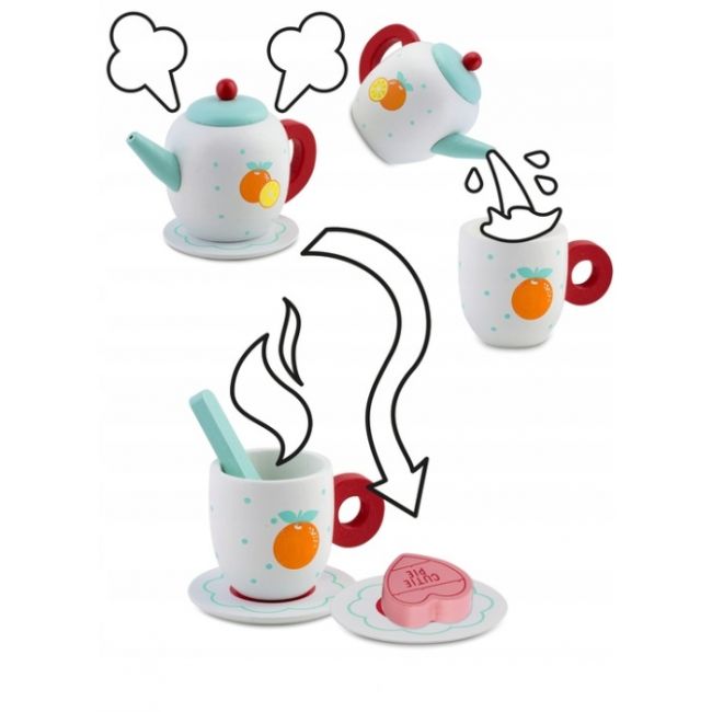 Set din lemn pentru servit ceaiul ricokids rk-869 - turcoaz edeedi786901