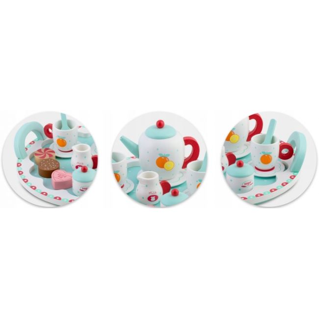 Set din lemn pentru servit ceaiul ricokids rk-869 - turcoaz edeedi786901