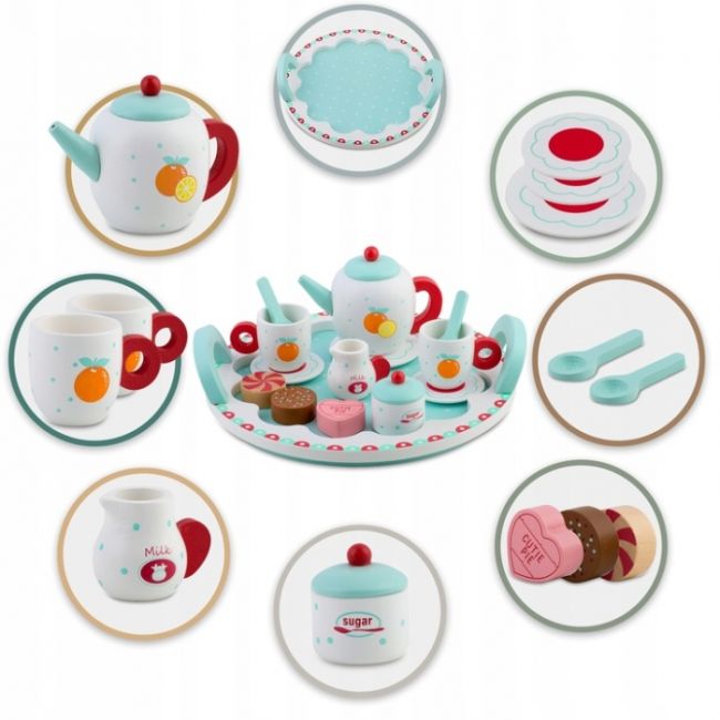 Set din lemn pentru servit ceaiul ricokids rk-869 - turcoaz edeedi786901
