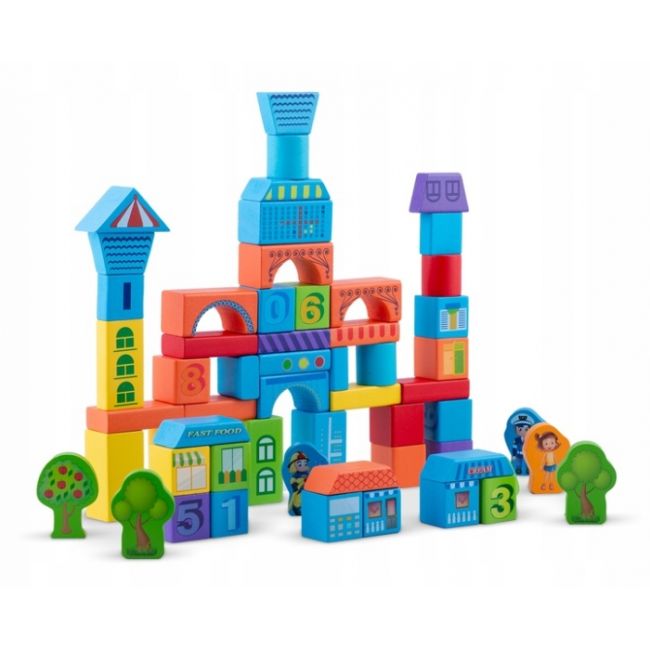 Set educational cu blocuri din lemn, 100 bucati, ricokids rk-871 - orasel edeedi787101