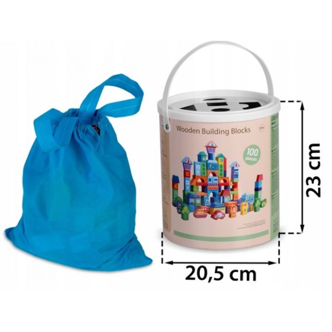 Set educational cu blocuri din lemn, 100 bucati, ricokids rk-871 - orasel edeedi787101