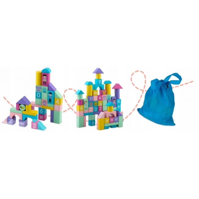 Set educational cu blocuri din lemn, 100 bucati, ricokids rk-871 edeedi787100