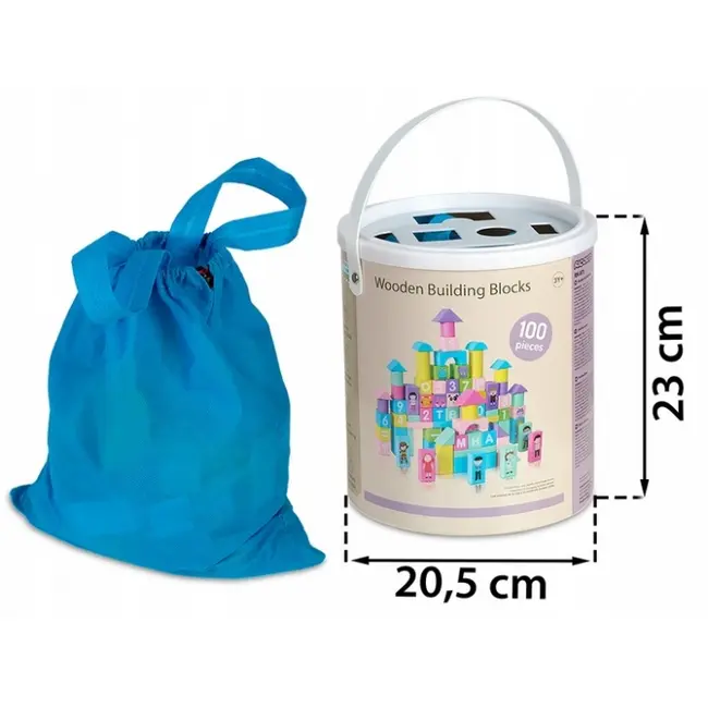 Set educational cu blocuri din lemn, 100 bucati, ricokids rk-871 edeedi787100
