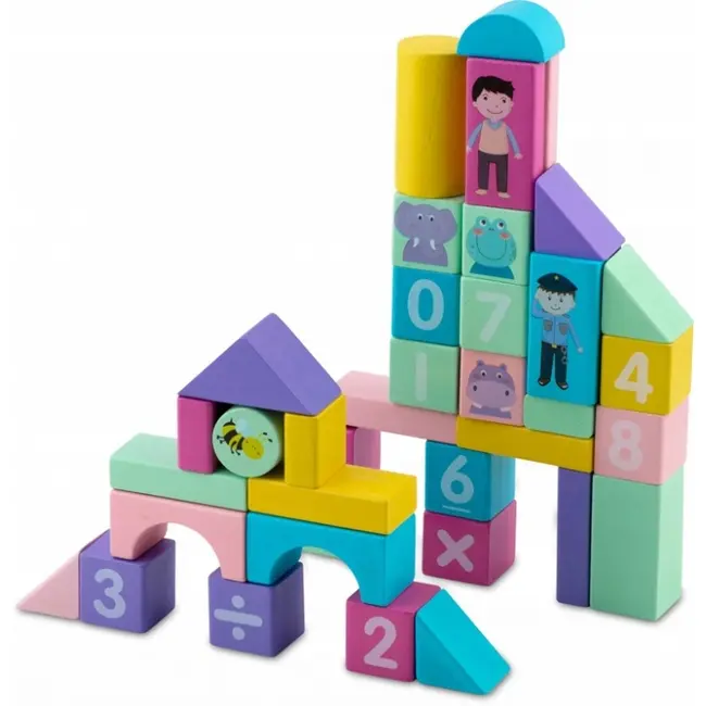 Set educational cu blocuri din lemn, 100 bucati, ricokids rk-871 edeedi787100