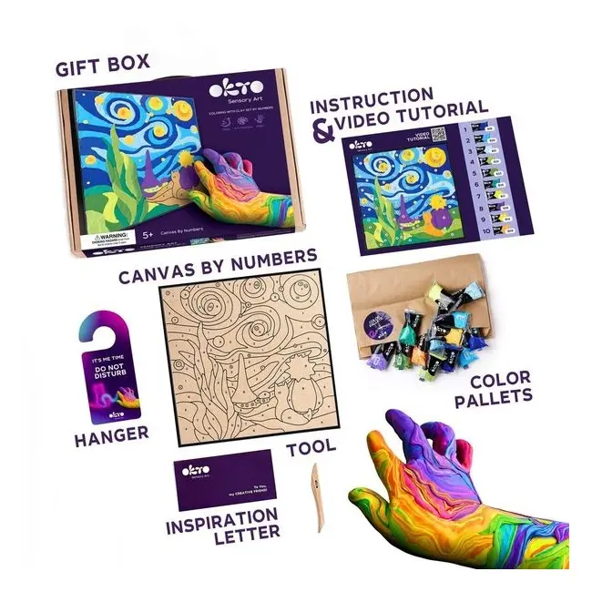 Set pictura cu argila usoara, 29*29 cm - Little Prince Night KRTOK20021