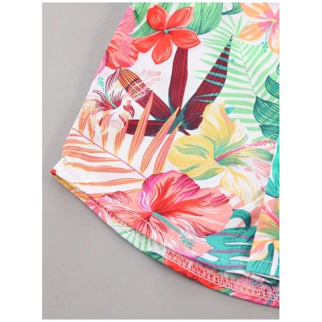 Set tropical de vara pentru baieti – camasa colorata si pantaloni bej mdtu135-r2