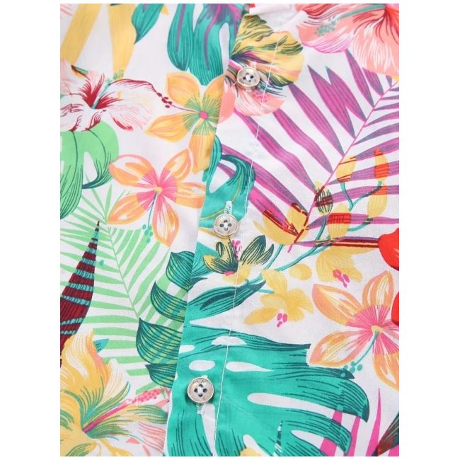 Set tropical de vara pentru baieti – camasa colorata si pantaloni bej mdtu135-r2