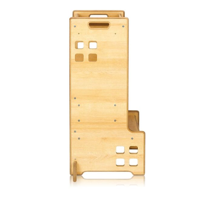 Turn de invatare Montessori, Lionelo, Cass, Functie de raft pentru carti, Pana la 30 kg, 12 luni - 6 ani, Din MDF si furnir, 3 trepte de inaltime, Natur BYNLO-CASS_NATURAL