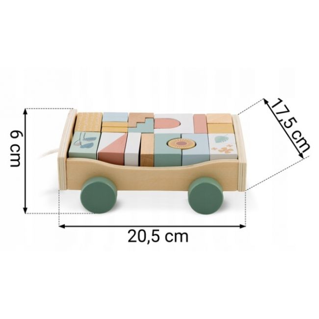 Carucior din lemn cu blocuri din lemn incluse, 20.5 x 17.5 x 6 cm, nukido nk-853 edeedi785300