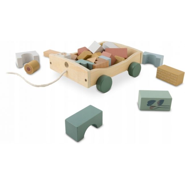 Carucior din lemn cu blocuri din lemn incluse, 20.5 x 17.5 x 6 cm, nukido nk-853 edeedi785300