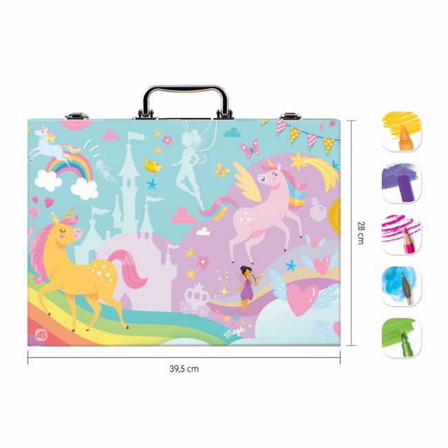 HAPPI HOBBI ART CASE SET DE DESEN DELUXE CU 100 DE ACCESORII UNICORN VIV1038-82058