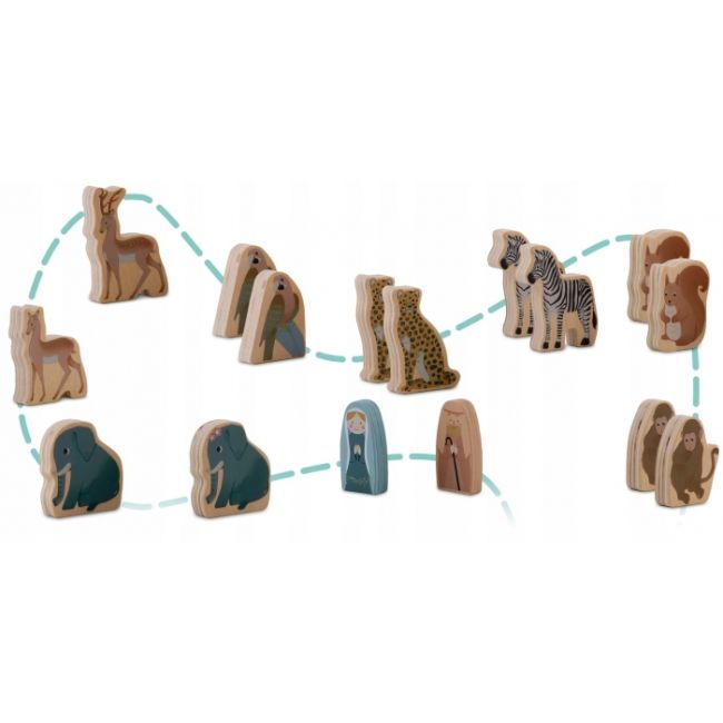 Jucarie educativa arca lui noe din lemn cu animalute, 17.5 x 13.5 x 20 cm, nukido nk-862 edeedi786200