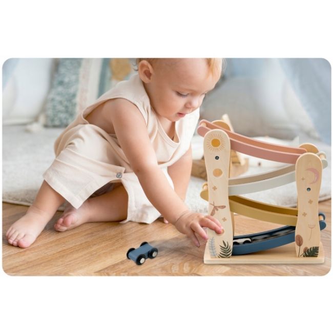Rampa din lemn cu 4 masinute incluse, 25.5 x 9 x 30 cm, nukido nk-855 edeedi785500