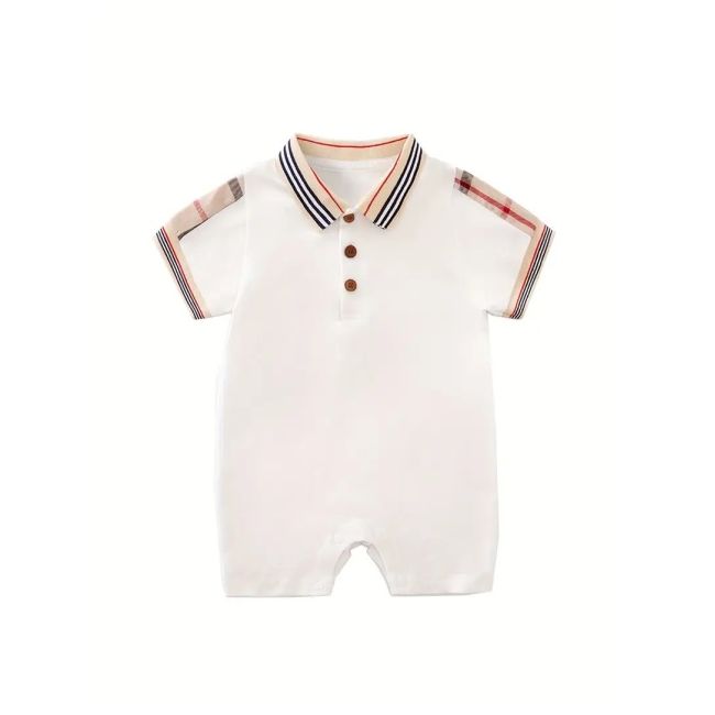 Salopeta alba tip polo pentru baietei mdtu137-r2