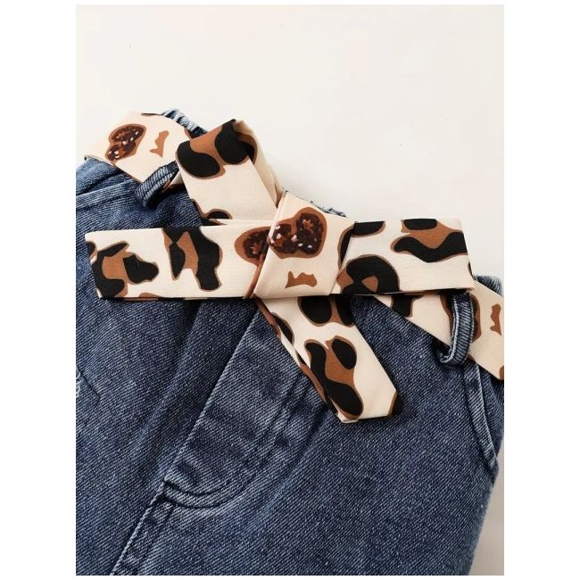 Set body crem cu inscriptie si fustita denim pentru fetite mbtu123-r2