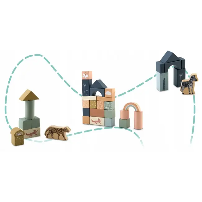 Set educational cu blocuri din lemn, 70 bucati, nukido nk-858 edeedi785800