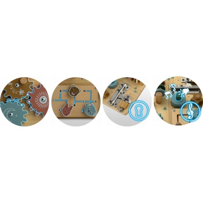 Tabla educationala din lemn cu diverse activitati, 32.5 x 24 cm, nukido nk-859 edeedi785900