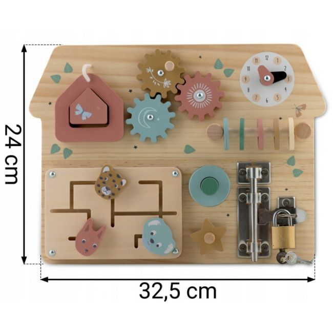 Tabla educationala din lemn cu diverse activitati, 32.5 x 24 cm, nukido nk-859 edeedi785900