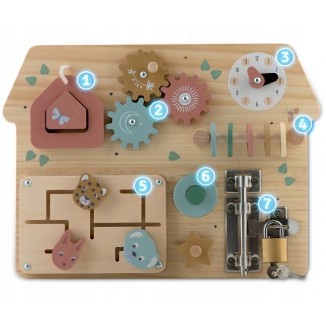 Tabla educationala din lemn cu diverse activitati, 32.5 x 24 cm, nukido nk-859 edeedi785900