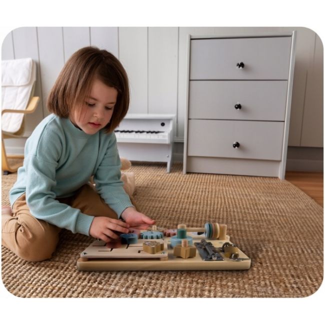 Tabla educationala din lemn cu diverse activitati, 32.5 x 24 cm, nukido nk-859 edeedi785900
