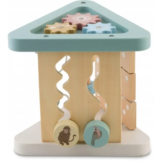 Triunghi educational din lemn cu diverse activitati, 18.5 x 17 cm, nukido nk-860 edeedi786000