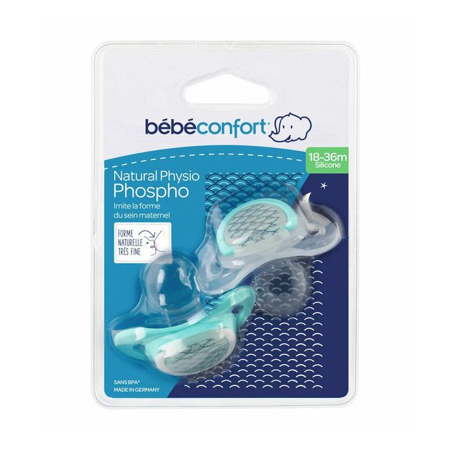 Bebe Confort Set Suzete Silicon NATURAL PHYSIO PHOSPHO 18-36 LUNI