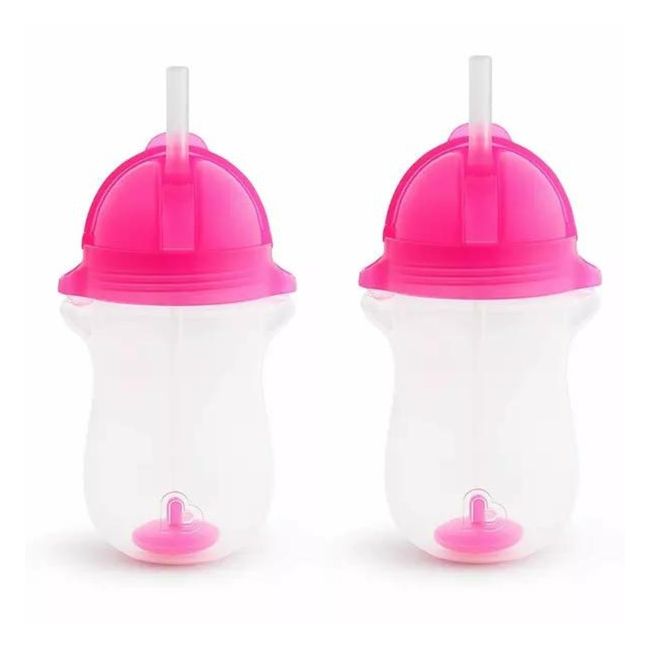 Munchkin Cana Any Angle, Click Lock, Cu Pai Flexibil, 296ml, Set 2 Buc., 12L+ PINK/PINK