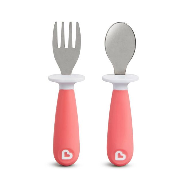 Munchkin Set Furculita Si Lingurita Pentru Copii, Raise, Set 2 Buc., 12L+ LIGHT PINK