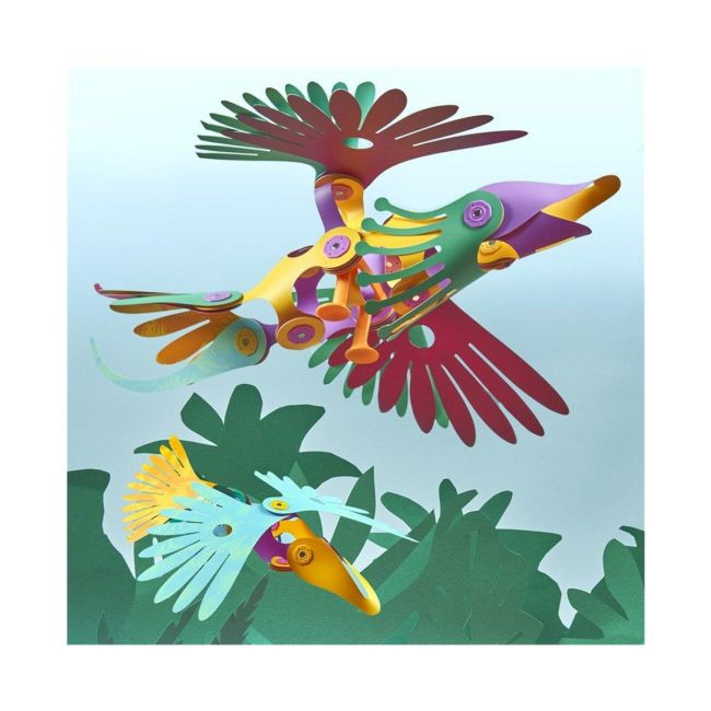 Clixo® joc magnetic de construit - pasari tropicale (22 piese)