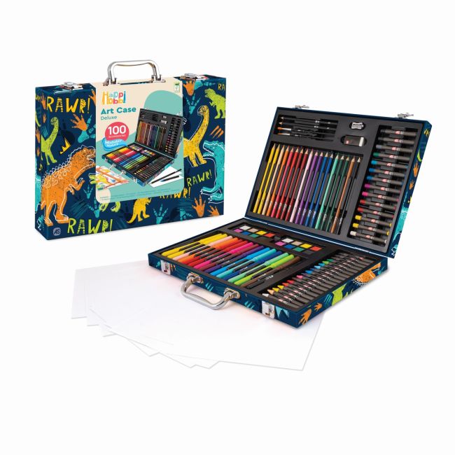 HAPPI HOBBI ART CASE SET DE DESEN DELUXE CU 100 DE ACCESORII DINOZAUR VIV1038-82059