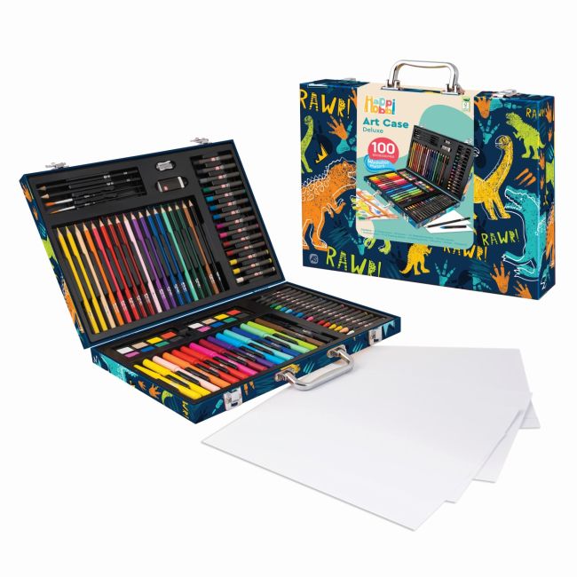 HAPPI HOBBI ART CASE SET DE DESEN DELUXE CU 100 DE ACCESORII DINOZAUR VIV1038-82059