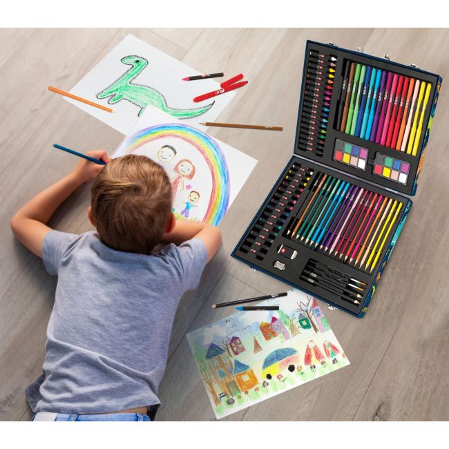 HAPPI HOBBI ART CASE SET DE DESEN DELUXE CU 100 DE ACCESORII DINOZAUR VIV1038-82059