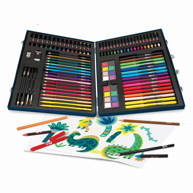 HAPPI HOBBI ART CASE SET DE DESEN DELUXE CU 100 DE ACCESORII DINOZAUR VIV1038-82059