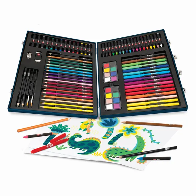 HAPPI HOBBI ART CASE SET DE DESEN DELUXE CU 100 DE ACCESORII DINOZAUR VIV1038-82059