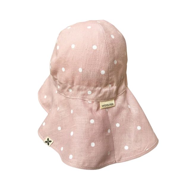 Palarie Ajustabila Din In Organic Dusty Pink Cu Buline Pjbc1813