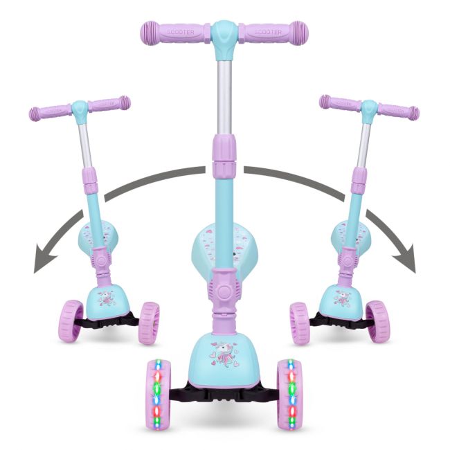 Trotineta Copii Cu Sezut, Transformabila 2in1, Pliabila, Cu Lumini Led, Rimba Unicorn, 1-5 Ani, Pana La 50 Kg, Kidwell Pjbhubarim01a1