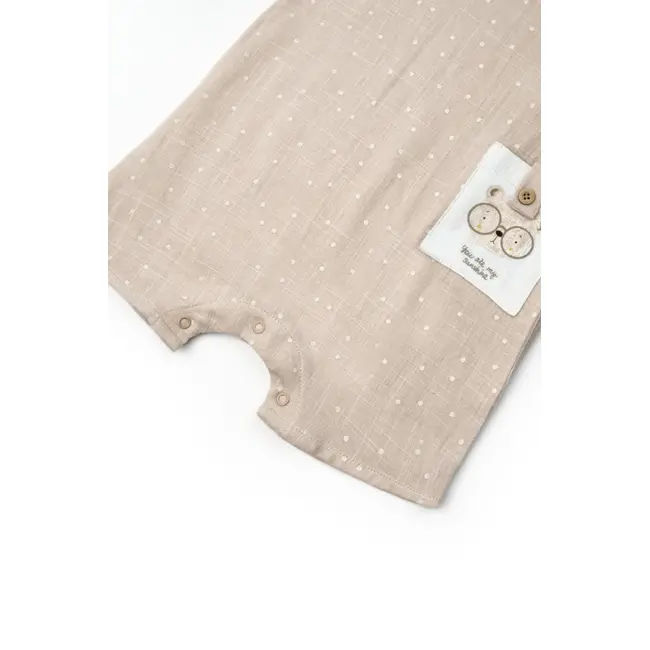 Salopeta cu guler TeddyBear, BabyCosy, 100% bumbac organic (Marime: 3-6 Luni) JEMBC-CSYM7105-3