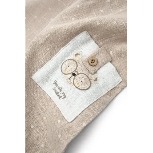 Salopeta cu guler TeddyBear, BabyCosy, 100% bumbac organic (Marime: 3-6 Luni) JEMBC-CSYM7105-3