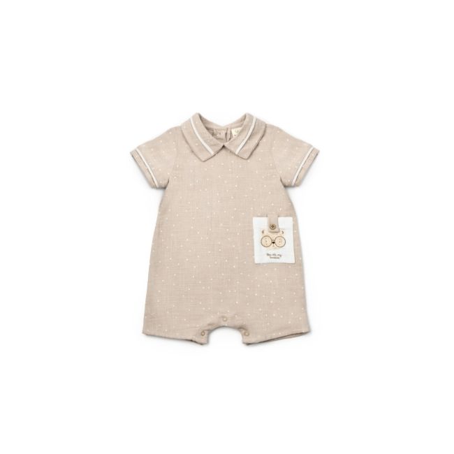 Salopeta cu guler TeddyBear, BabyCosy, 100% bumbac organic (Marime: 3-6 Luni) JEMBC-CSYM7105-3
