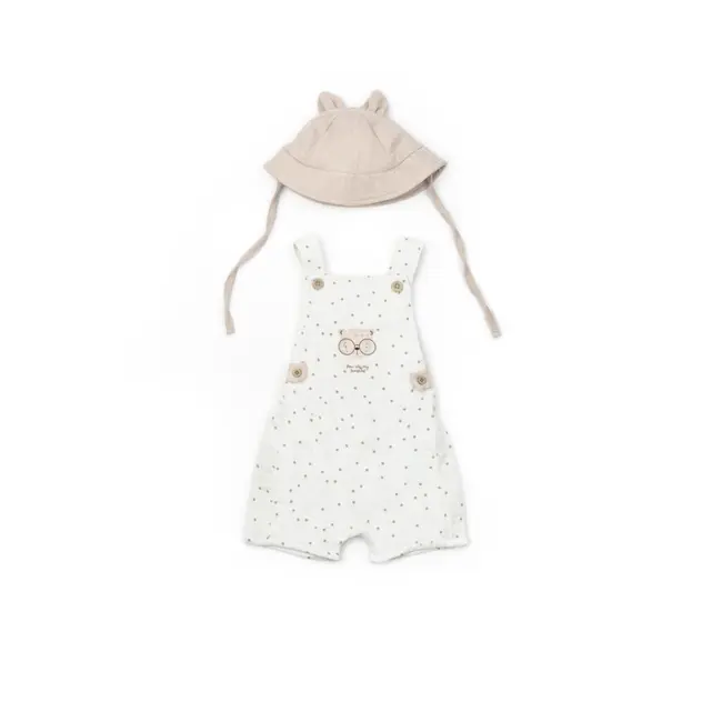 Salopeta cu palariuta TeddyBear, BabyCosy, 100% bumbac organic (Marime: 18-24 Luni) JEMBC-CSYM7106-18