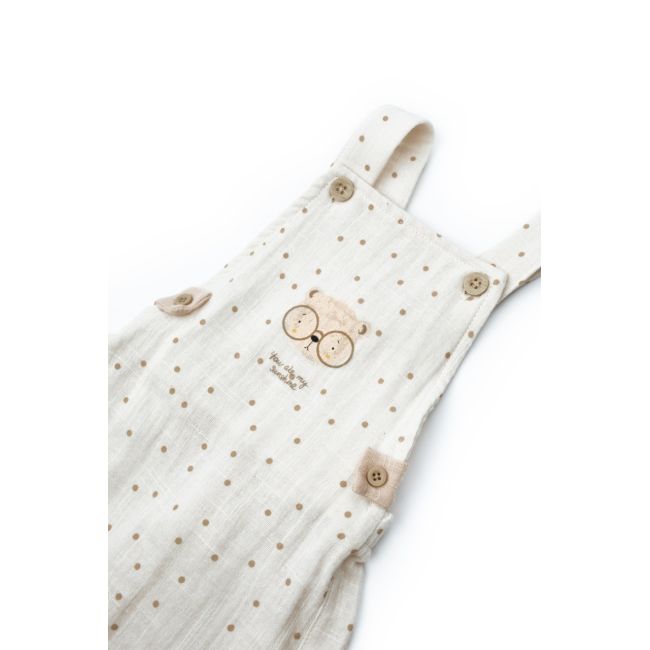 Salopeta cu palariuta TeddyBear, BabyCosy, 100% bumbac organic (Marime: 9-12 luni) JEMBC-CSYM7106-9