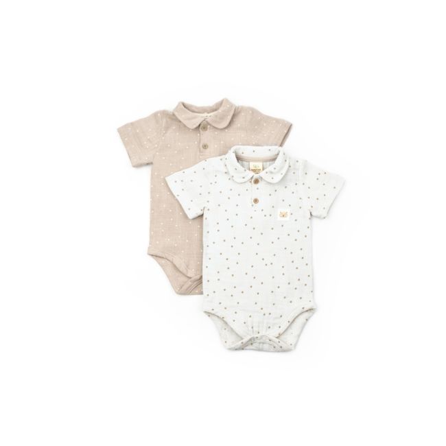 Set 2 body-uri cu guler TeddyBear, BabyCosy, 100% bumbac (Marime: 3-6 Luni) JEMBC-CSYM7100-3